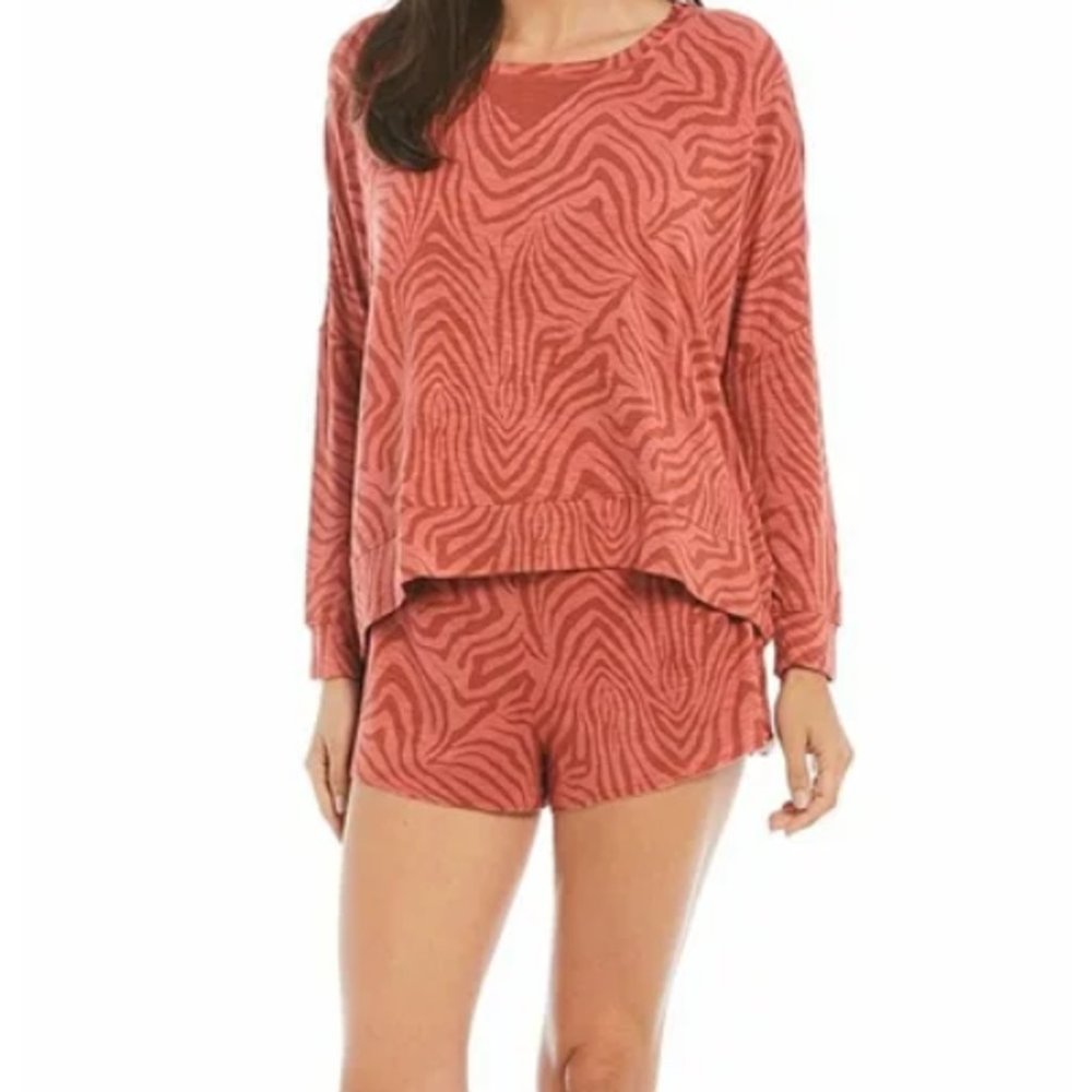 SALE 5/$25 Honeydew Starlight Lounge Sweatshirt Short Set Sedona Zebra Size S